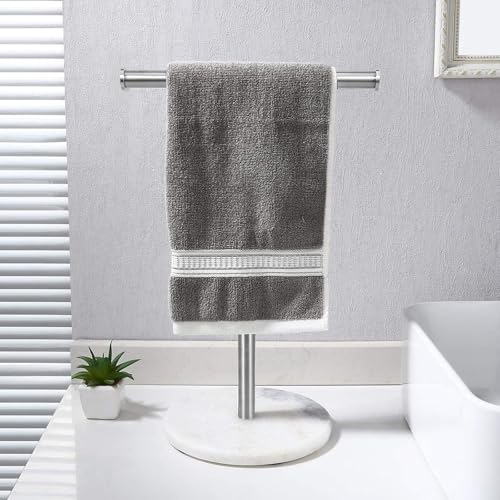 Porte-serviettes Healvian en acier inoxydable avec base marbre stable en T