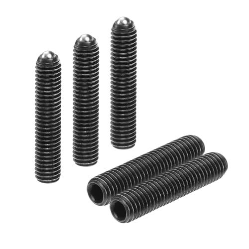 sourcing map 10pcs Screw Thread Ball Plunger M5 x 25mm High Carbon Steel Hex Socket Spring Plunger Ball for Lubrication Pneumatic Tools, Black