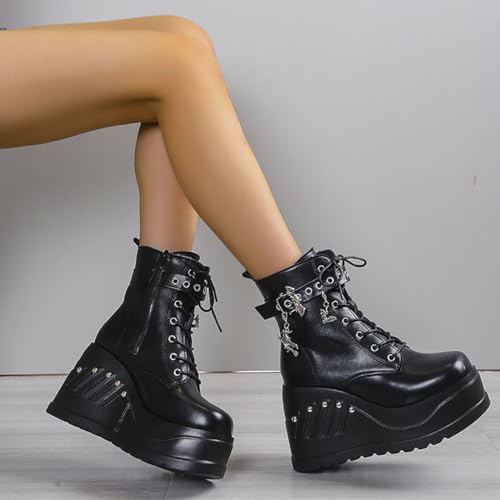 Image of Ulalaza Women Mary Jane Dress Pumps Lolita Shoes Cute Platform Gothic Double Ankle Strap Round Toe Chunky Heel Uniform Pumps Shoes Perfect for School Party Business Work Dance Date Night Club