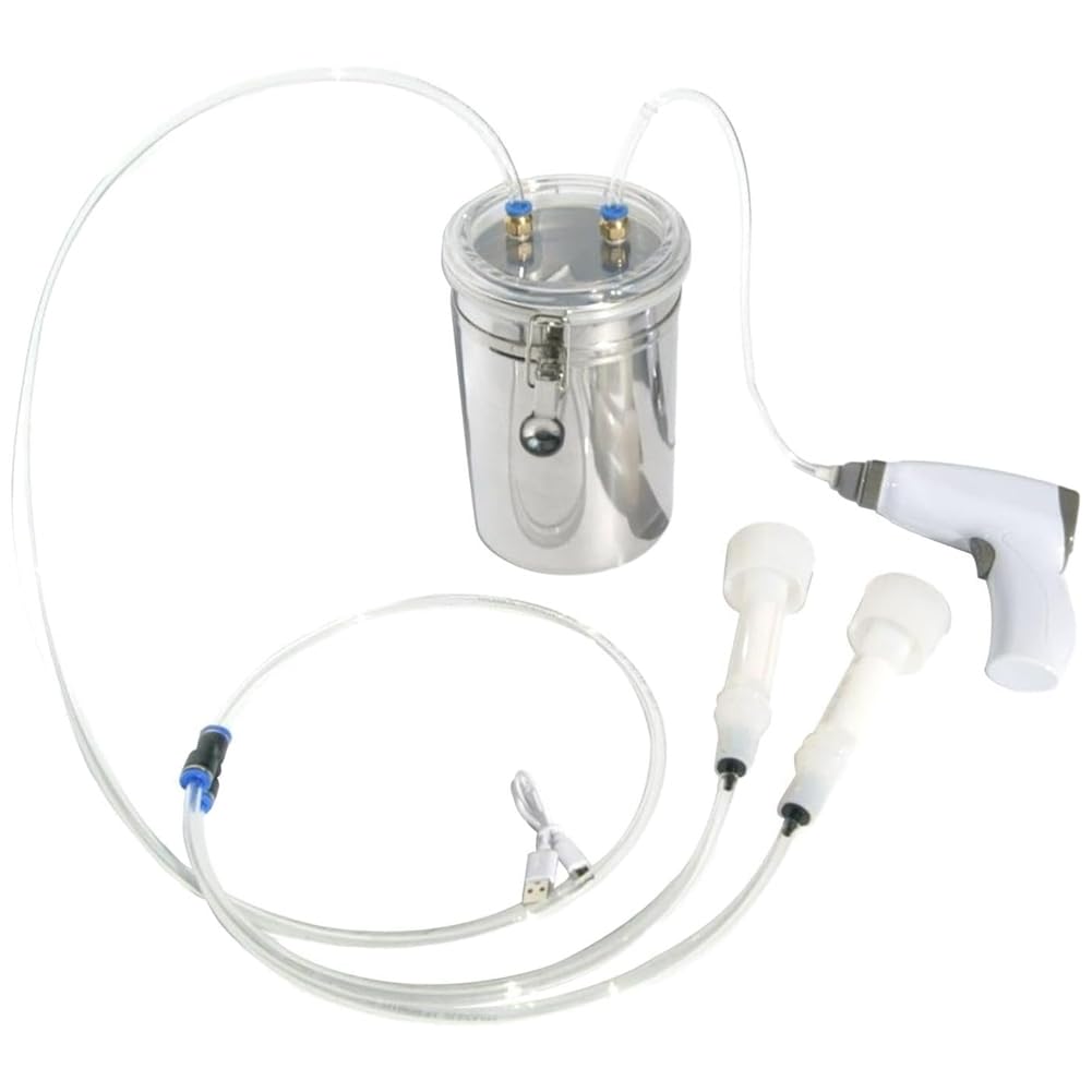 CTRLZS 2L Electric Sheep Milking Machine Kit Portable Milker with Double Head Transparent Lid Effort Saving for Farm Use