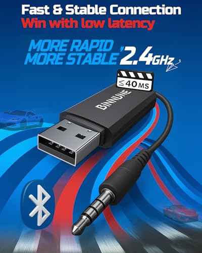 BINNUNE BW02 Wireless Gaming Headset with Microphone for PS5, PS4, PC, NS, Mac, 7.1 Crystal-Stereo Bluetooth Headphones, PS5 Headset Wireless 2.4GHz with Lossless Audio, 40 Hr Battery - Black/Red - Image 3