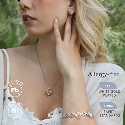 Image of Leafael Gift Necklaces for Women, Infinity Love Birthstone Heart Crystal Pendant, Birthday Anniversary Jewelry for Wife, Mom, and Her, Silver Plated, 18 inch + 2 inch Adjustable Chain