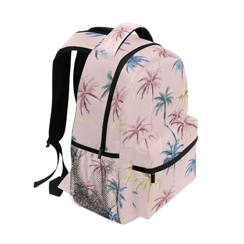 Palm Tree Blue Yellow Backpack for School Boys Girls Adults Kids Bookbag Laptop Bag 18L2