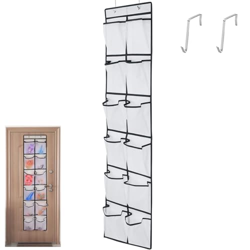 Zapatero Puerta Colgante, Organizador de Zapatos para Puerta, Zapatos Organizador Colgante, con 12 Bolsillos para Calzado, con 2 ganchos, para Calzado, Ropa, Cinturones y Accesorios