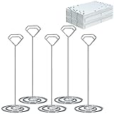 Wettin 12Pcs Unique Place Card Holder with 14Pcs Place Cards, Table Number Holders, Table Card Number Stands, Picture Clips Name Card Photo Holder(Silver).