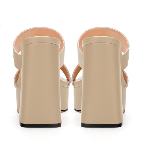 Womens Platform Chunky Heels Sandals Square Open Toe High Heeled Sandals Slip On Slides Dress Party Wedding Shoes4