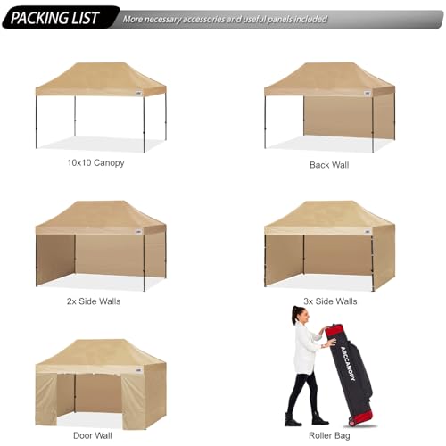 Image of ABCCANOPY Heavy Duty Easy Pop up Canopy Tent with Sidewalls 10x15, Beige