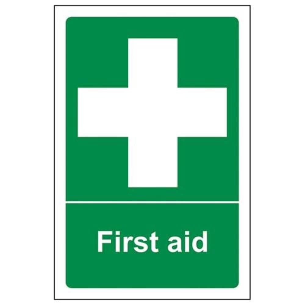 V Safety First Aid First Aid General Sign - 100mm x 150mm - 1mm Rigid Plastic