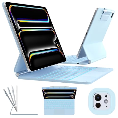 Image of typecase Keyboard Case for iPad Pro 13-inch (M5 2025 / M4 2024), Magic Keyboard with 11 Colors Backlight, Keyboard Case with Pencil Holder, Multi-Touch Trackpad, Easy-Set Magnetic Stand, Light Blue