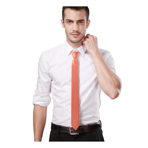 Image of Landisun Black Tie Men Women Solid Skinny Ties Slim Ties Satin Tie