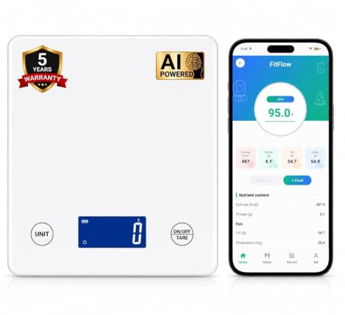 Image of SLO Digital Kitchen Weighing Scale 5kg | 1g High Precision | g /ml /oz /lb Units | Tare Function | Ultra Slim Design | LCD Display | Auto Off | 5 Years Warranty (White)