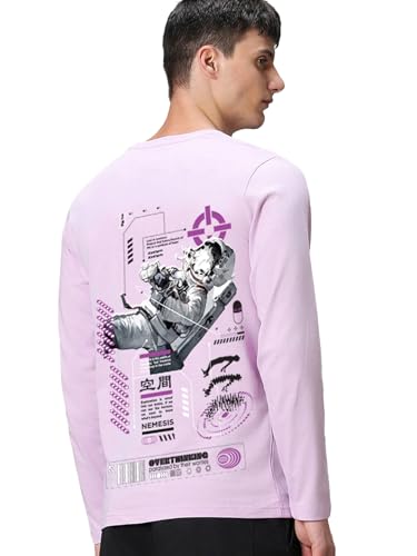 Image of Bewakoof Men's Cotton Jersey Graphic Print Regular Fit Full Sleeve Round Neck T-Shirt | Tshirt for Man | Tshirt for Men Cotton | Tshirts for Men Stylish | Casual Wear | Street Wear