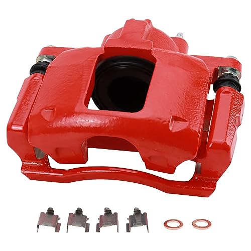 Image of TRQ Performance Front and Rear Brake Caliper Set Coated Brackets Compatible with 2008-2016 Chrysler Town and Country 2008-2016 Dodge Grand Caravan 2012-2015 Ram C V 2009-2014 Volkswagen Routan