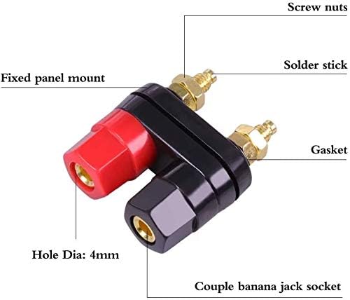 RUNCCI-YUN 10 Pairs Speaker Binding Post Power Amplifier Dual 2-Way Banana Socket Free Welding 4mm Panel Mount Banana Socket Black and Red