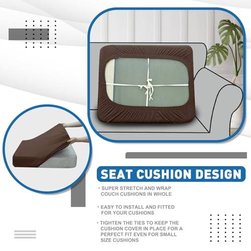 XINEAGE Couch Cushion Covers Seat Cushion Cover Thick Stretch Sofa Slipcovers 1 Piece Individual Couch Covers with Elastic Bottom(Single Seat Cushion/Backrest,Coffee)