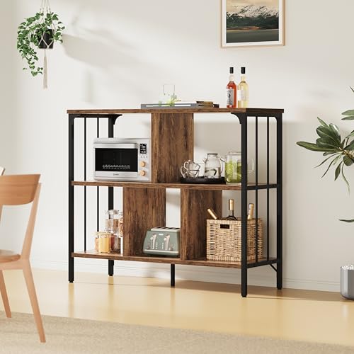 IBF オープンシェルフ 収納ラック 本棚 オープンラック 収納ボックス リビング 棚 ラック 収納 コンパクト ボックス 在宅 シンプル おしゃれ 省スペース 多用途 整理棚 レコードプレーヤースタンド 3段 5マス (ビンテージ, 80cm)