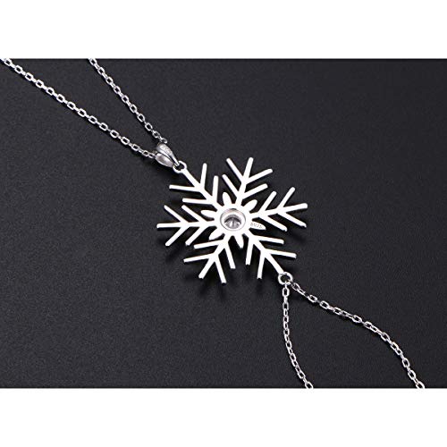 Daochong S925 Sterling Silver Snowflake Long Sweater Chain Statement Necklace Pendant For Women 28 Inches #TOP4