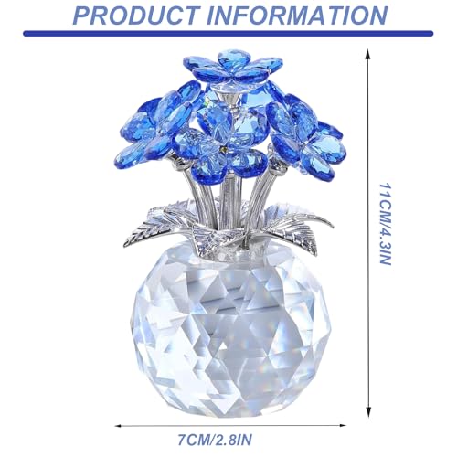 Fleurs en Cristal Bleu Décoration Intérieure et Objet de Collection