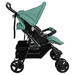 vidaXL Geschwisterwagen Klappbares Design Zwillingswagen Kinderwagen Baby Kinder Buggy Zwillingsbuggy Kinderbuggy Reisebuggy Grün Stahl