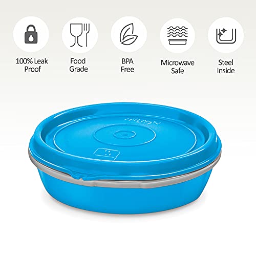 Image of MILTON Microwow Stainless Steel Lunch Container, 200ml, Blue