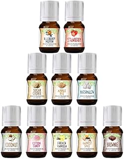 Good Essential Sweet Scents Fragrance Oil Set - 10 Pack Bulk Oils for Aromatherapy Diffusers, Candle and Soap Making - Vanilla, Coconut, Sugar Cookie, Cotton Candy, Fall Spice and More