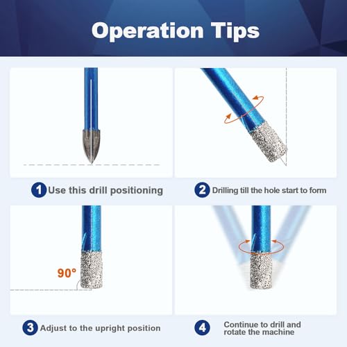 Image of Dry Diamond Core Drill Bit Set,BRSCHNITT1 /4 * 5 Diamond Hole Saw& 1 /4 inch*5 Carbide Drill bits with Triangle Shank for Porcelain Tile Ceramic Stone Granite Marble(10pcs)