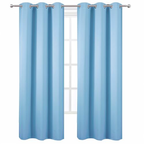 Image of LEMOMO Sky Blue Thermal Blackout Curtains /42 x 84 Inch /Set of 2 Panels Room Darkening Curtains for Bedroom