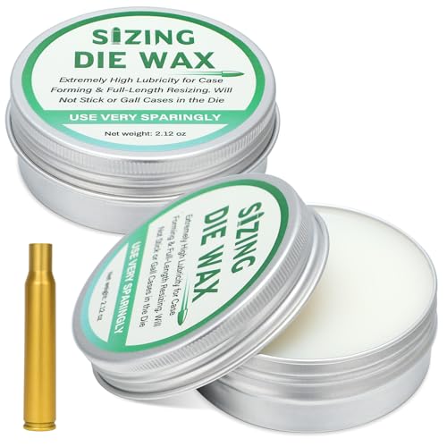 Heigble 2 Pack Sizing Die Wax 2 Ounce Case Lube Wax for Reloading Ease of Application and Cleanup for Case Forming and Resizing (White)