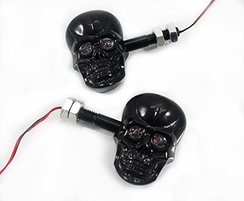 Perfectech Motorcycle 10Mm Screw Skull Head Led Amber Turn Signal Indicator Light (Black) #TOP1