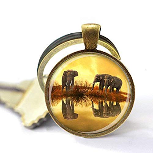 Preisvergleich Produktbild Elefanten-Schlüsselanhänger, Elefanten-Schmuck, Elefanten-Liebhaber, Geschenk, Elefanten-Kunstdruck, orange