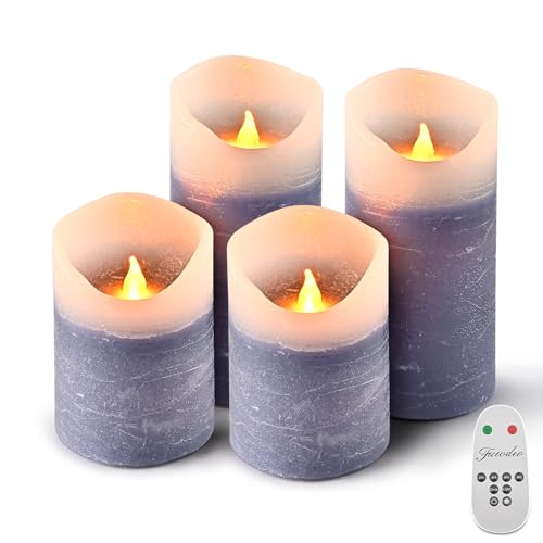 Image of Blue Flameless Candles with Remote and Timer, 4 Pack Real Wax LED Pillar Candles Battery Operated with Flickering Flame,Flickering LED Candles for Christmas Gift Party Home Decor (Blue)