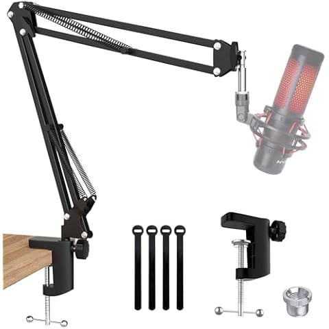 QuadCast Boom Arm, Mic Arm Microphone Arm for HyperX QuadCast SoloCast Blue Yeti Fifine AM8 and Most Mic, Mic Stand Desk with 3/8" to 5/8" Adapter by SUNMON Cover