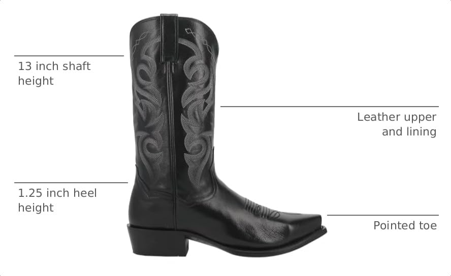 Image of Dan Post Mens Milwaukee Embroidered Pull On Snip Toe Casual Boots Mid Calf - Black