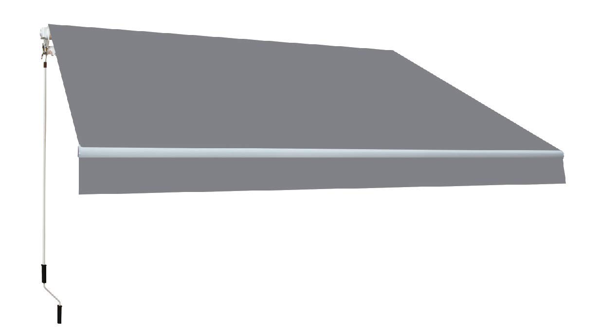 SmartSun - Classic Toldo Completo 4x2,5m - Gris Lona Acrílica - Estructura Aluminio - Regulable Inclinación - Manivela incluida - Toldo Terraza - Jardin - Balcon