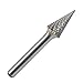 YUFUTOL SM-5 Tungsten Carbide Burr Pointed Cone Shape Double Cut Rotary Burrs File(1/2''Cutter Dia ， 1''Cutter Length) with 1/4'' (6.35mm) Shank Dia