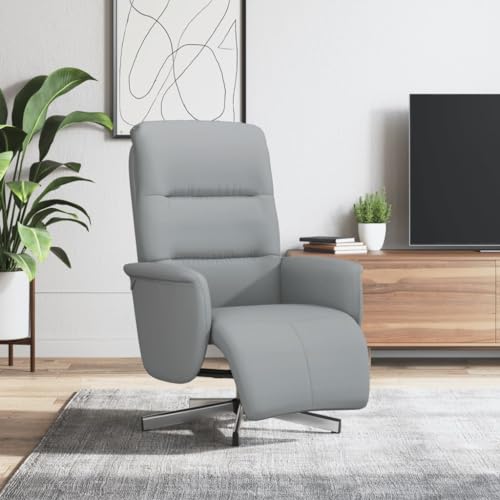 Frdhee Sillón de relax con reposapiés, tela gris claro, para salón y dormitorio, cine en casa