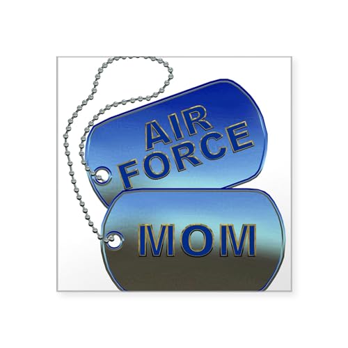 CafePress Air Force Mom Dog Tags Square Sticker 3 X 3 Square Bumper Sticker Car Decal
