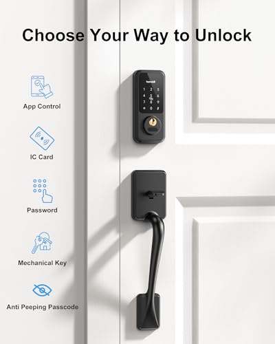 Smart Keyless Entry Door Lock with Handles, Hornbill Front Door Lock Set, Keypad Code Lock with Lever, Digital Touchscreen via Alexa/Bluetooth/Keyfob/Key thumbnail 2