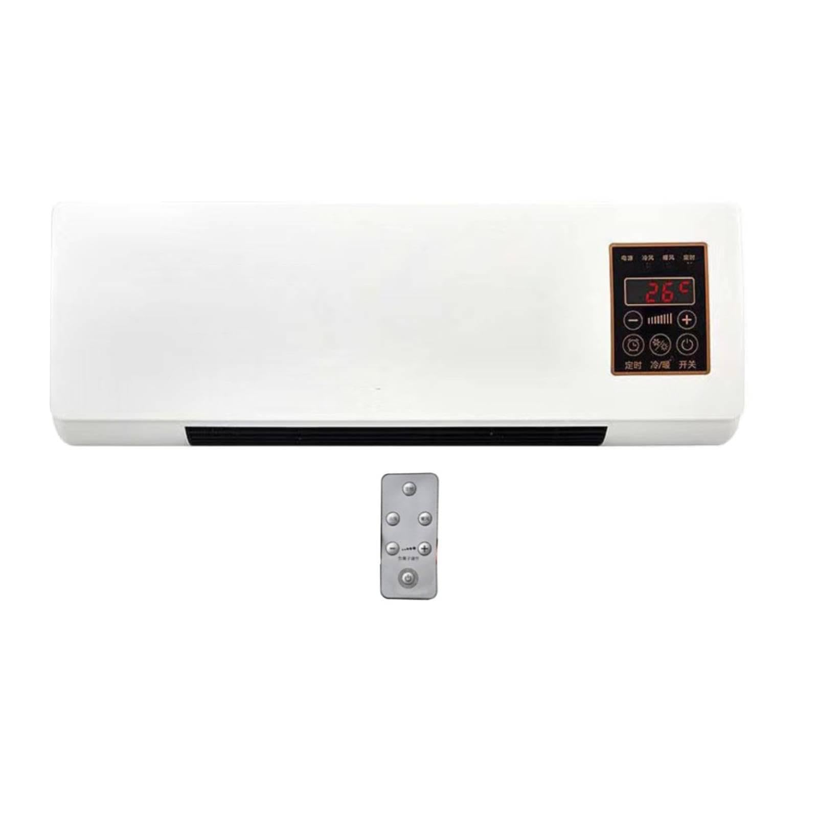 MagiDeal 1800W 2 en 1 Ventilador de Aire Acondicionado de Pared Mini Ventilador Portátil con Función de Refrigeración y Calefacción, Calefactor Inteligente Silencioso con Control Remoto y Temporizador