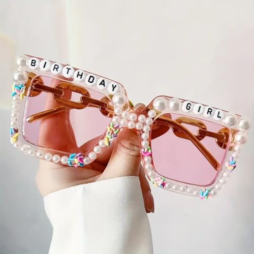 GUOJOZO Birthday Glasses Oversized Square Happy Birthday Sunglasses Glasses for Women Girls Party Gifts Accessories Party Favors (Square)