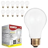 Satco S3950 A19 Incandescent Bulb, 25W, 130V, Frosted Finish, 180 Lumens, Medium E26 Base, Dimmable, 2700K Warm White, 2,500 Hour Lifespan (12 Bulbs)