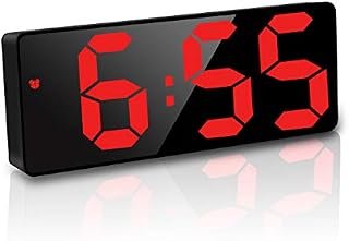 JQGO Alarm Clock Digital Battery Powered, LED Travel Alarm Clocks Beside Mains Powered Non Ticking with Snooze Temperature Date Time Brightness Adjustable for Kids Adults, Green