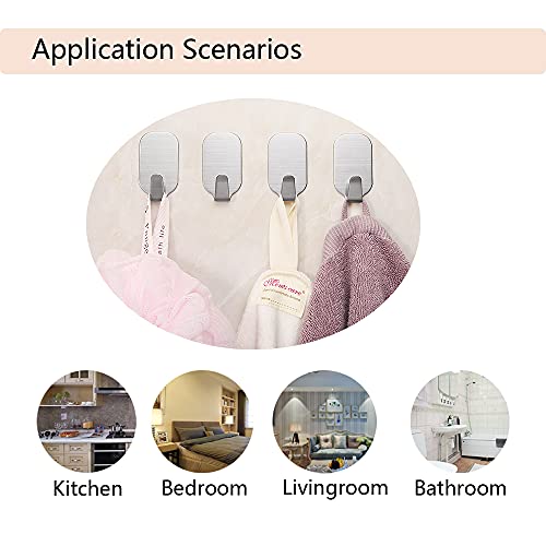 Kiemeu kleine Haken selbstklebend Edelstahl, Handtuchhaken ohne Bohren für Bad und Küche, starke Klebehaken für Wand