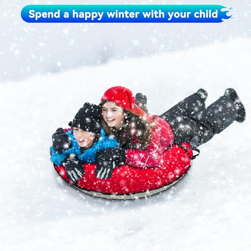 Teflever 40\" Snow Tubes for Sledding Heavy Duty, Snow Tube with Canvas Cover and Inner Seat