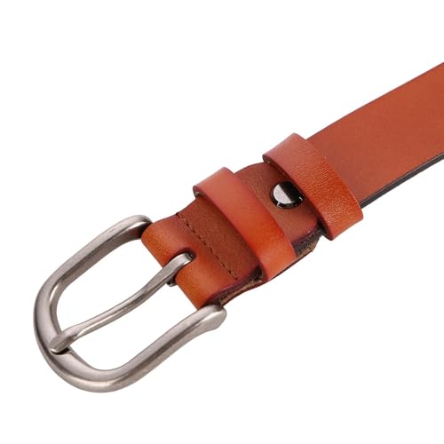 Women Leather Belt Black Casual Waist Belt for Jeans Pants with Silver Pin Buckle Waistband2