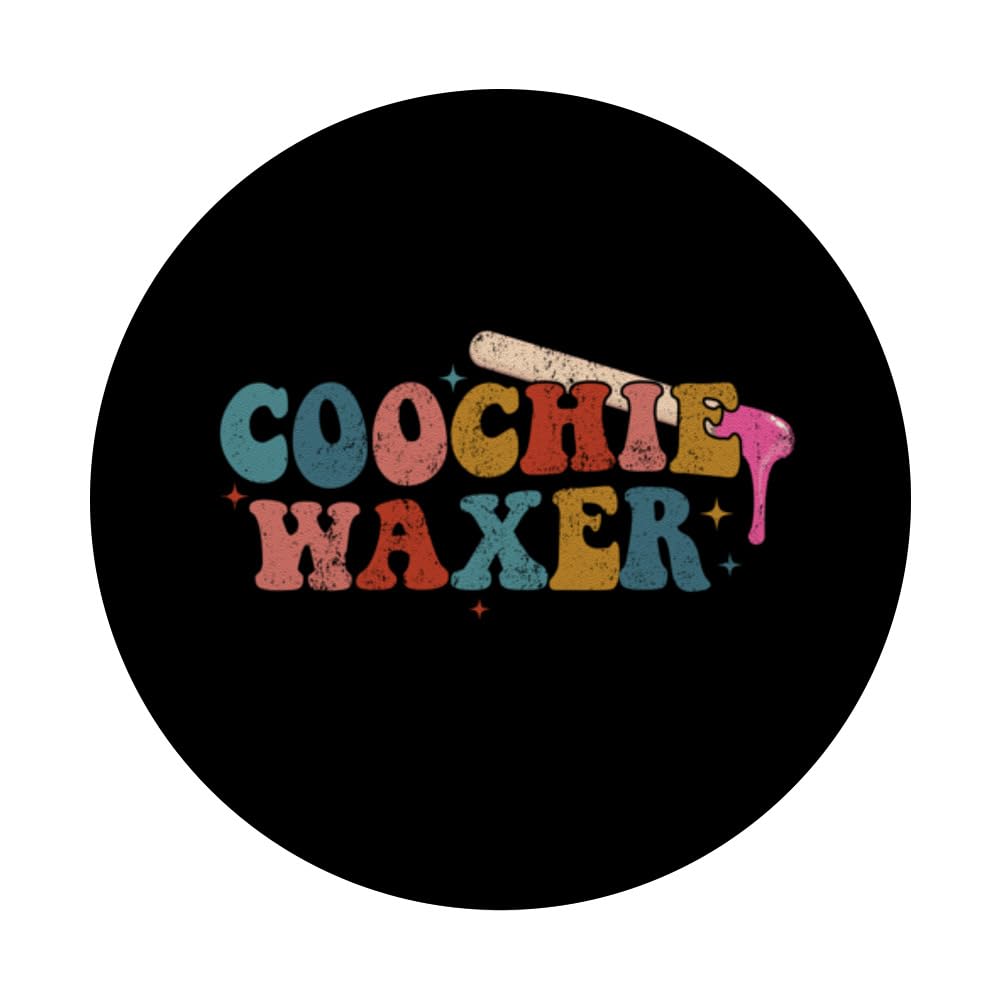 Vintage Coochie Waxer Brazililian Waxing Wax Esthetician PopSockets Swappable PopGrip, Black - Image 3