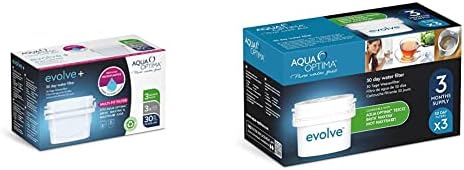 Aqua Optima EPS311 30 Day Water Filter Cartridge 3 Months Supply Compatible with Brita Maxtra, White & Evolve 3 Month Pack, 3 x 30 Day Water Filters - Fit BRITA* Maxtra* (not Maxtra+*) - EVS301