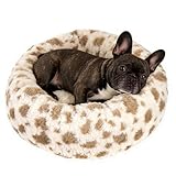 Avont Panier Chat et Chien Moelleux Rond, Panier pour Chien Dehoussable, Coussin Chien Anti Stress Lit Moelleux Apaisant Chat Lavable -Cream(M)
