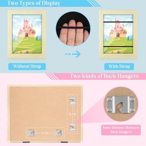 Image of [2-Pack] Kids Art Frames, 8.5x11 Front Opening Kids Artwork Frames Changeable, Apricot Cream Artwork Display Storage Frame for Wall, Holds 50 Pcs, for 3D Picture, Crafts, Children Drawing, Hanging