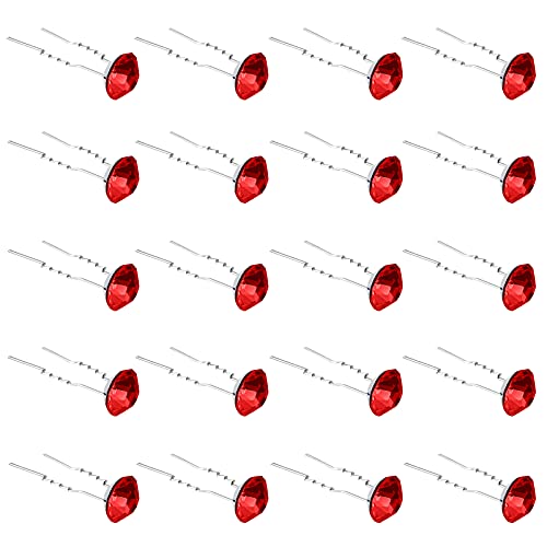 ZOUIQSS 20 Pack (Rouge) Strass Épingles à Cheveux Pinces à Cheveux en Cristal pour Mariée Mariage Femmes Accessoires de Bijoux de Cheveux, avec Récipient...